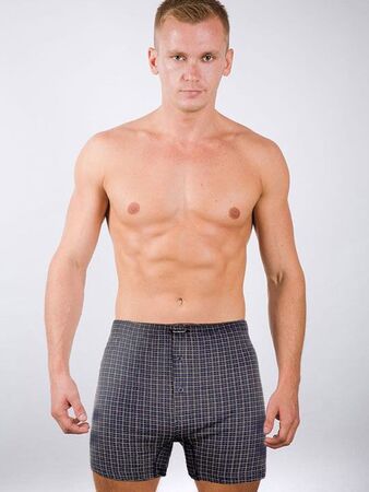 Мужские хлопковые трусы-боксеры в клетку с гульфиком